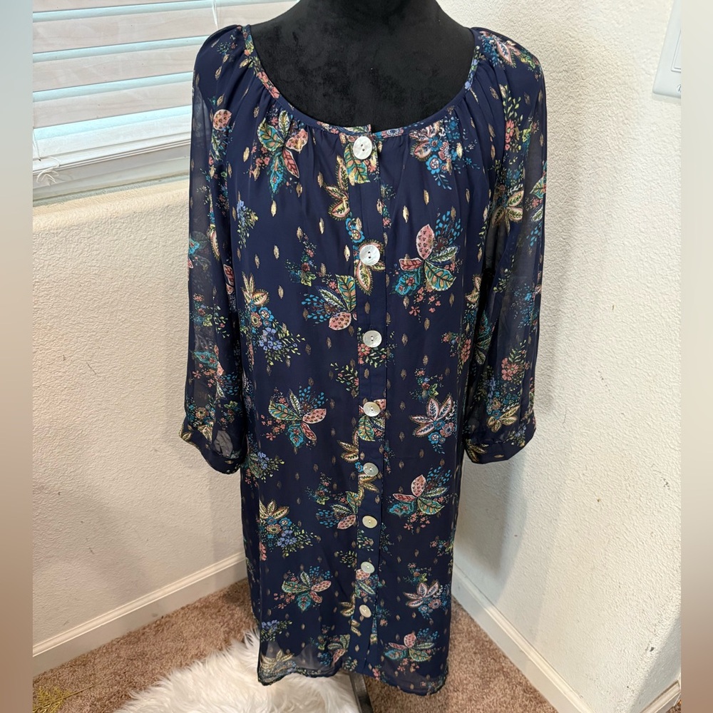 Anthropologie Fig and Flower Shift Dress Size Large